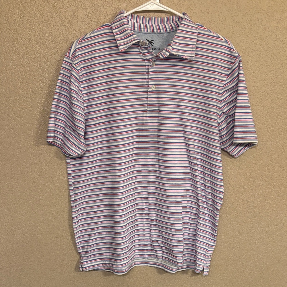 Men's Striped Polo Shirt - Red, Blue, and White